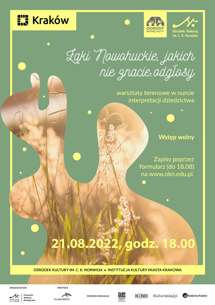 łąki nh_plakat_afisz_sierpień 2022 PNG Plakat zielony łąki nowohuckie jakich nie znacie