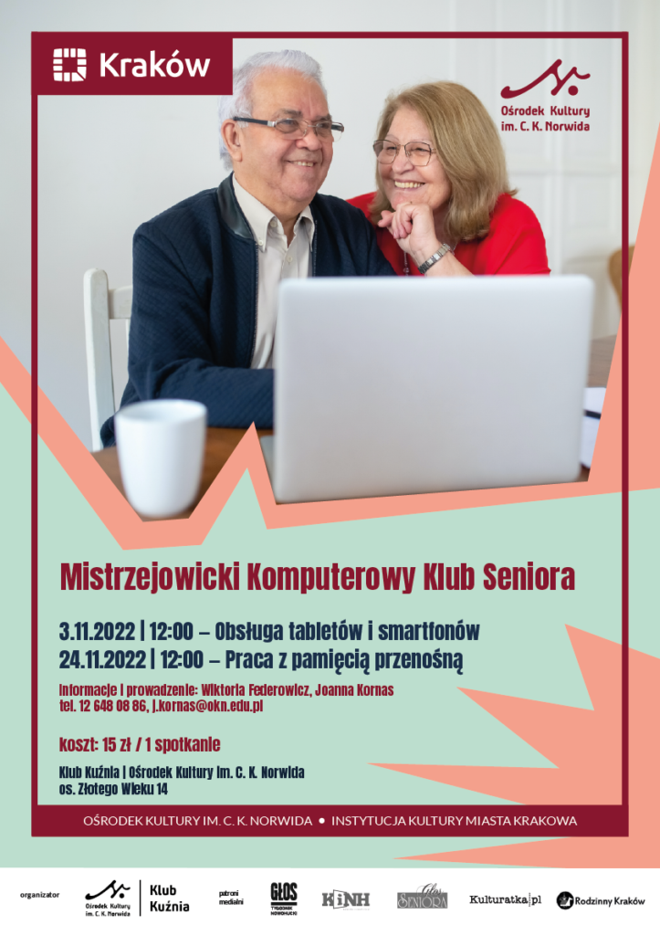 mistrzejowicki komputerowy klub seniora_listopad_afisz Mistrzejowicki Komputerowy Klub Seniora. Spotkania 3 i 24 listopada 2022 roku o 12:00.