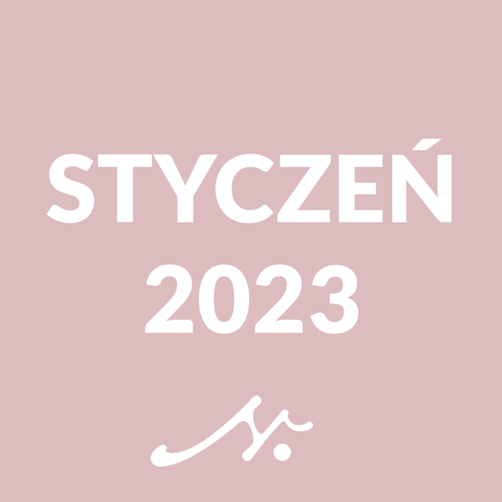 KALENDARZ_STRONA WWW_DZIAŁY_AWATAR_ARTZONA Biały napis styczeń 2023 na różowym tle z białym sygnetem logotypu ośrodka kultury imienia norwida. Kalendarz wydarzeń na styczeń 2023. Więcej informacji w rozwinięciu wpisu.