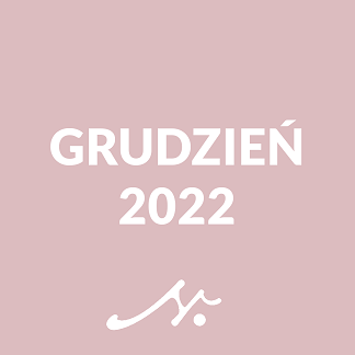 KALENDARZ_STRONA WWW_DZIAŁY_AWATAR_ARTZONAGRUDZIEN22 Biały napis "grudzień 2022" na różowym tle. Kalendarz wydarzeń na miesiąc grudzień 2022.