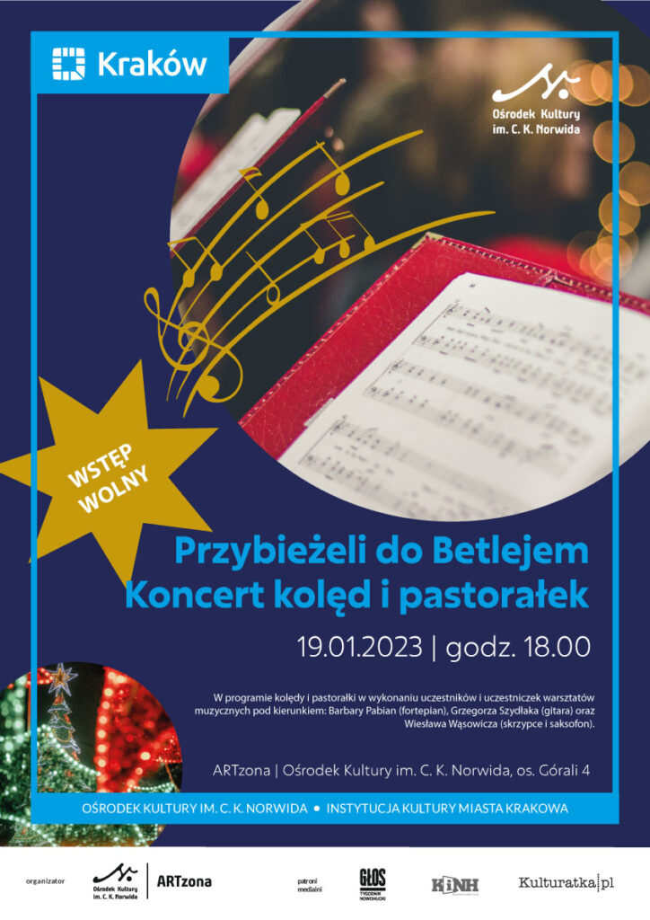 sytuacje-artzona---koncert_koled-prev W prawej części okrągła fotografia nutnika na tle choinki ze światełkami. Przybieżeli do Betlejem - koncert kolęd i pastorałek. Kliknij by dowiedzieć się więcej.