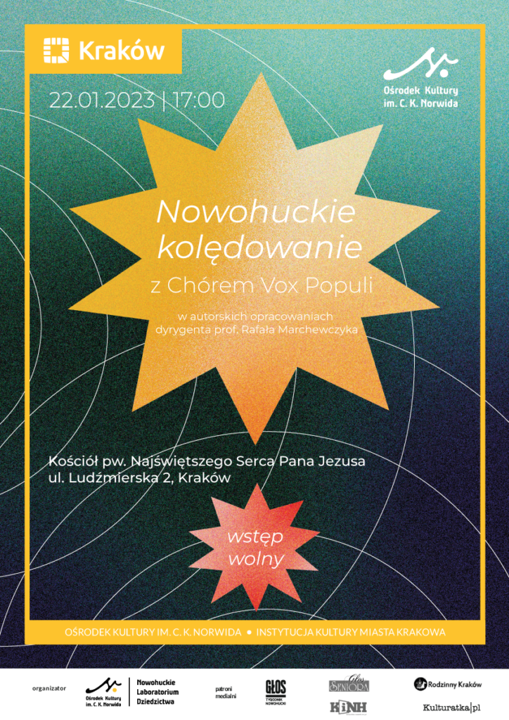 vox-populi-styczeń-2023 Plakat koncertu "Nowohuckie kolędowanie z Chórem Vox Populi"